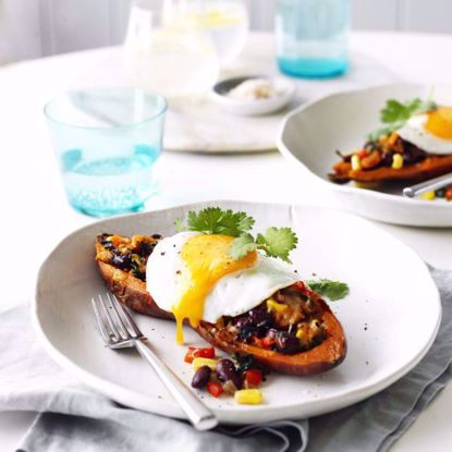 Show details for Mexican Filled Sweet Potatoes with Egg Picture of Mexican Filled Sweet Potatoes with Egg