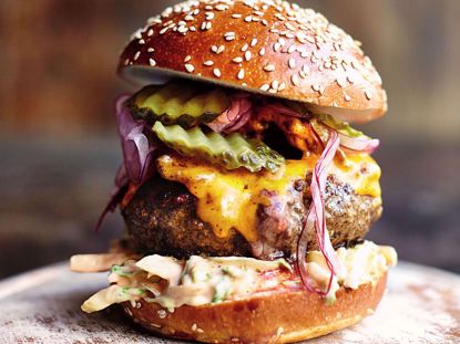 Show details for Serious Eats Insanity Burger From 'Jamie Oliver's Comfort Food' Picture of Serious Eats Insanity Burger From 'Jamie Oliver's Comfort Food'
