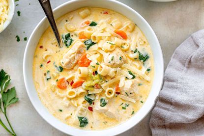 Show details for Eatwell101 Creamy Chicken Soup with Pasta and Spinach Picture of Eatwell101 Creamy Chicken Soup with Pasta and Spinach